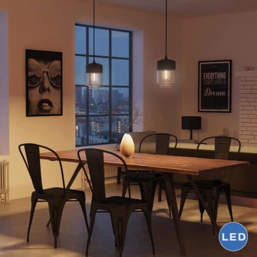 Delphinus VVP21321BL 7" Industrial LED Pendant, Black
