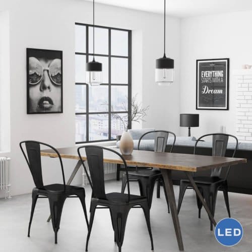 Delphinus VVP21321BL 7" Industrial LED Pendant, Black